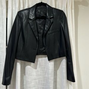 Leather crop blazer
